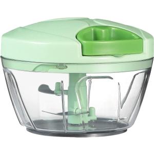 Ourokhome Manual Food Processor Vegetable Chopper, Portable Hand Pull String Garlic Mincer Onion Cutter for Veggies, Ginger, Fruits, Nuts, Herbs, etc., 500ml, Green