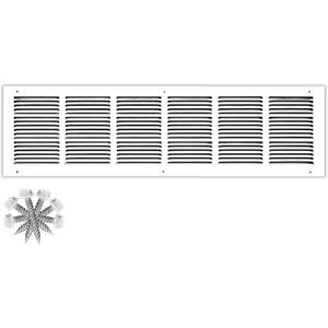 32x8 Return Air Vent Cover Grille for Wall or Ceiling Duct Opening - Flat Stamped Steel Grill by HVAC Premium - White - Overall Size: 33.75" x 9.75"