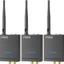 YMOO 2.4GHz Wireless Audio Transmitter and Receiver (1 TX+2 RX), 2 Receivers for Two Speakers, 20ms Ultra Low Latency HiFi Audio, 320ft Range RCA Jack Wireless Adapter for TV/PC/CD Player/Home Stereo