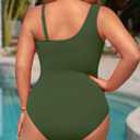 Aqua Eve Plus Size One Piece Swimsuit for Women Tummy Control Bathing Suits One Shoulder Swimwear (Green, XXXL)