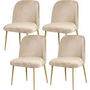 Gollense Velvet Curved Back Chair Covers for Dining Room Set of 4, Mid Century Modern Chair Slipcovers, Semi Circle Back Chair Seat Protector for Kitchen Living Room (Taupe)