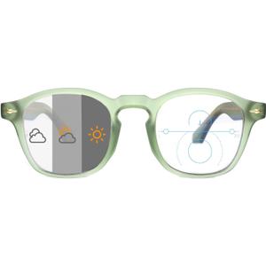 OKH Photochromic Progressive Multifocus Reading Glasses for Men Women Anti Blue Light Transition Multifocal Computer Readers (Green)