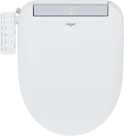 Electric Bidet Toilet Seat for Elongated Toilets, Side Control Panel Warm Air Dryer, LED Display, Self-Cleaning Nozzle, Rear & Feminine Wash, Soft Close Lid, LED Night Light, Side Control Panel