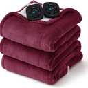 Bedsure Electric Blanket Queen Size - Dual Control Heated Blanket Queen, Fast Heating with 10 Time Settings & 10 Heat Settings, Warm Gift for Grandma (84x90 inches, Red)