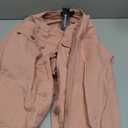 Allegra K Women's Denim Jacket Collarless Round Neck Button Down Long Sleeve Jean Jackets (Pink, L)