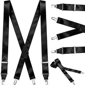 Men's Silk Suspenders X-Back Formal Tuxedo Suspenders with Secure Metal Clips for Wedding Dress Pants, Gift Box