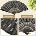 2 x Jetec 2 Pieces Lace Spanish Fan, Foldable Hand Fan for 1920s Dancing Costume, Spanish Flamenco Gift, Photo Props, Prom, Wedding Decorations(Red, Black)