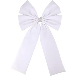 36x18 Inches Extra-Large Christmas Tree Topper Bow White Velvet Ribbon Gift Bows for Christmas Home Decor, Outdoor Indoor Car Decoration (White)