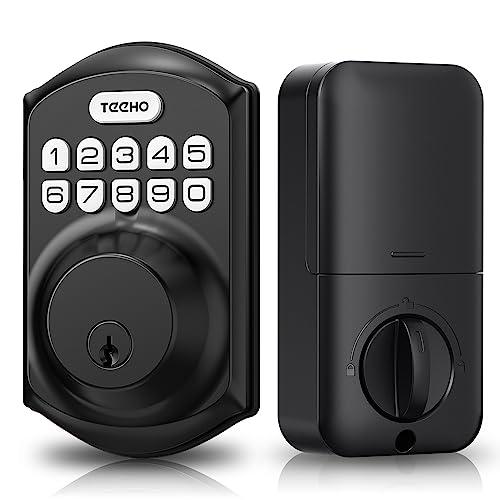 TEEHO TE001 Keyless Entry Door Lock with Keypad - Smart Deadbolt Lock for Front Door with 2 Keys - Auto Lock - Easy Installation - Matte Black