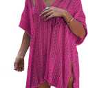 HARHAY Women's Summer Swimsuit Bikini 2023 Beach Swimwear Crochet Cover up (01 Rose Red)