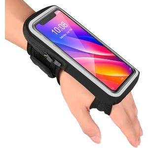 Wristband Phone Holder for Running, Forearm Armbands, Running Armband with Card Slot for iPhone Pro Max Plus (16/15/14/13/12/11/X/XR), for Galaxy S24/S10, Cell Phone Holder Up to 7.0'' Phone (Black)