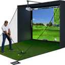 Complete Golf Simulator Enclosure Package 4K-Ready Impact Screen with Blackout Cage, Projector Mount, Frame Poles, Side Shank Nets | Indoor & Garage Practice | Easy Setup | 11 x 8'4 x 5