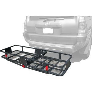 MaxxHaul 70103 500 lb. Capacity Steel Hitch Mount Folding Cargo Carrier Mesh Basket Fits 2 inch Hitch Receiver 60 x 21 x 6.5 in For Car SUV Pickup Truck Van Camping Traveling
