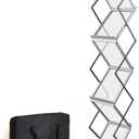 HUAZI Foldable Aluminum Magazine Rack, Portable Pop-up Display Stand, 6 Pockets, A4 Size, for Trade Shows, Office, Retail Store