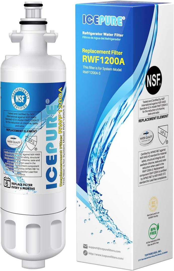 ICEPURE Refrigerator Water Filter, Compatible with Kenmore 9690, LG LT700P, ADQ36006101, ADQ36006102, LFXC24726S, LFXS24623S, RFC1200A, Pack of 1