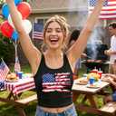 USA Crop Tops for Women American Flag Tank Top Patriotic 4th of July Tops (XL)