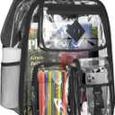 Clear Backpack Heavy Duty Large PVC Transparent See Through Backpacks Work Travel Stadium Approved Festival Backpack (Black)