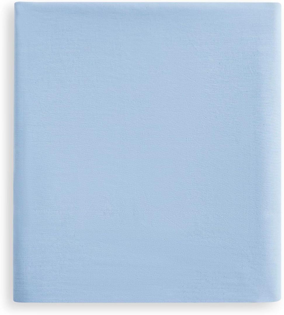 Twin Size Fitted Sheet- Blue, 100% Cotton Percale- Crisp & Cool, Brushed for Softness, Deep Pocket (Fits up to 17) - Breathable, Durable, Easy Care, Bottom Sheet Only by Linen Closet