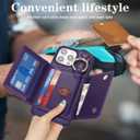 for iPhone 15 Pro Max Case with Card Holder and Strap, Deep Purple