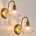 TLOLGT 2-Pack Vintage Wall Sconces Brass Bathroom Vanity Lighting Fixtures Beautiful Wall Light Set of Two for Bedroom Bathroom Hallway Living Room