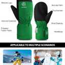 Kids Ski Gloves Waterproof Winter Snow Gloves for Boys Girls Cold Weather Windproof Warm Mittens for Snowboard Sport Outdoor (4-6 years old, Green)