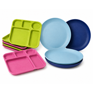 Wrova Wheat Straw Plates - 10 Inch Unbreakable Dinner Plates Set of 8 - Dishwasher & Microwave Safe Plastic Plates Reusable - Lightweight Plates for kitchen,camping (Colorful Series)