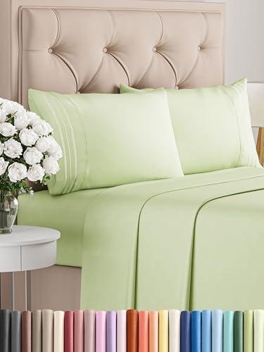 Queen Size 4 Piece Sheet Set - Comfy Breathable & Cooling Bed Sheets Set - Hotel Luxury Bedding for Women, Men, Kids, Teens, Boys & Girls - Deep Pockets and Wrinkle Free - Oeko-Tex - Light Sage Green