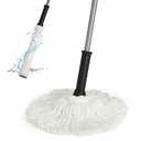Eyliden Twist Mop - Simple, 57" Long Handle, Self-Wringing Microfiber String Mop for Floor Cleaning, Traps Dust & Pet Hair, Absorbs Spills Quickly, Safe for All Floor Types, JX-0001, White