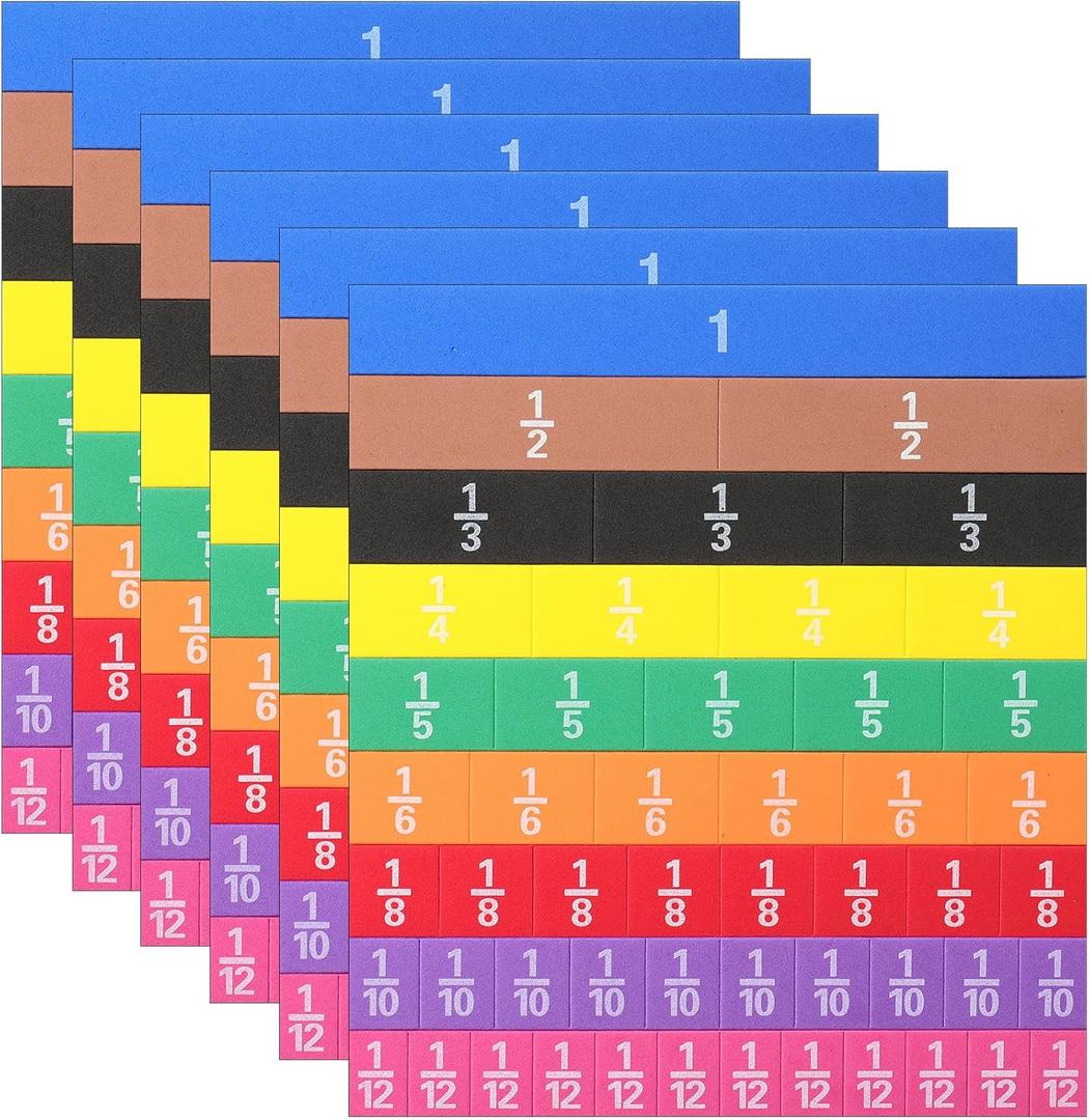 6 Sets Fraction Tiles Set for Math Classroom Fractions Manipulatives Math Manipulatives for Home School Supplies