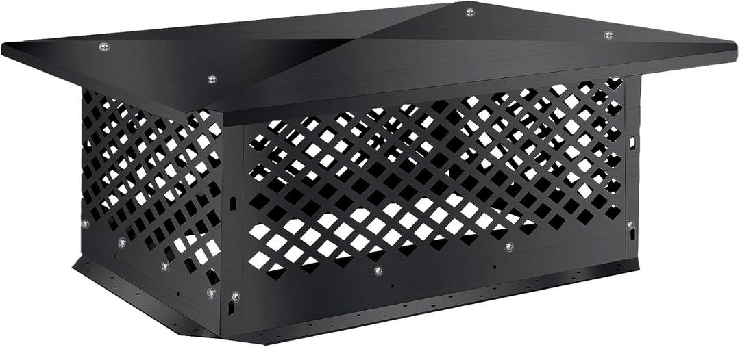 Chimney Cap 14" x 21", Chimney Cover, Bottom Installation Method Adjustable to Fit Outside Existing Clay Flue Tile Dimensions, Black