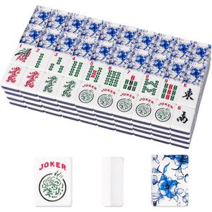 Set of American Mahjong Tiles, 166 Quality Acrylic Mahjongg Tiles with Blue Prints(1.2,Tiles Only Set)