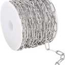 Paperclip Chain for Jewelry Making Stainless Steel Paperclip Chains Roll for Necklace Bracelet Craft DIY 16.4 Feet Oval Link Chains Spool Bulk Jewelry Supplies Paper Clip Cable Chain (Silver)