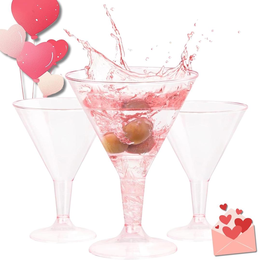 Liacere 24 Pack Pink Plastic Martini Glasses 6.25oz Disposable Cocktail Glasses Margarita Glasses Plastic Cocktail Glasses Perfect for Wedding & Party & Birthday & Mother's Day & Valentines Day