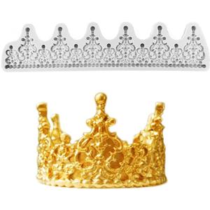 Newmemo Crown Cake Fondant Mold Filigree Tiara Mold Princess Crown Baroque Style Candy Silicone Molds for Sugarcraft Chocolate Pastry Jewelry Clay Wedding Cake Decoration (L)