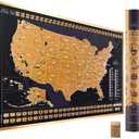 Scratch Off Map of United States 36" x 24" Frameable USA Scratch Map with National Parks, Highest Peaks and Vibrant Colors, Ideal for Travelers, Black