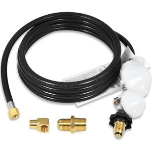 12 FT F273684 Propane Hose Compatible for mr heater F273684 buddy heaters Propane Hose f273684 with Regulator for RV, Gill, Gas Stove, Gas Generator, 3/8in Female x 3/8in Male Street Elbow