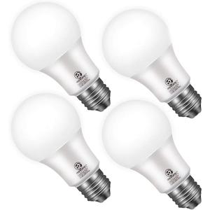 Energetic 4-Pack Dusk to Dawn LED Outdoor Light Bulb, 60 Watt Equivalent(6W), 800LM, Daylight 5000K, E26 Base, Automatic On/Off Sensor Light Bulb for Porch, Hallway, Garage, ETL Listed