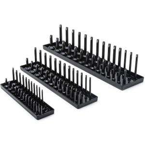 GEARWRENCH 3 Pc. 1/4", 3/8" & 1/2" Drive SAE Socket Storage Tray Set, Black - 83118