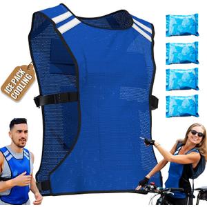 Cooling Vest for Men & Women - Adjustable Lightweight Ice Vest, S-XXL, Includes 8 Ice Packs, Ideal for Motorcycle, MS, Mascots & Outdoor Stay Cool Activities