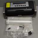 Bonsenkitchen Vacuum Sealer Machine, Globefish Technology for Perfect Vacuum Sealing, Powerful Low-Noise Food Vacuum Sealer with Easy Handle Design, Built-in Cutter & Bag Storage, 1 Bag Roll & 10 Bags (Silver Black)