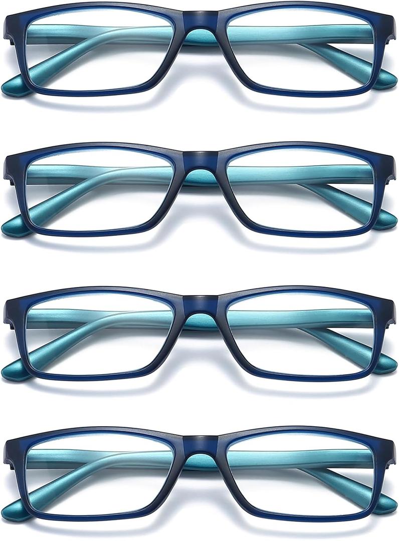 Reading Glasses Blue Light Blocking for Men Women,Rectangular Frame Computer Readers with Spring Hinge