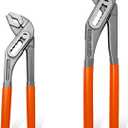2-Piece Water Pump Pliers Set, 8" & 10" Quick-Adjust Groove Joint Pliers, Forged Carbon Steel with Bi-Material Grip for Plumbing, Auto, DIY & Home Repair