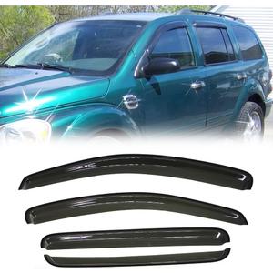 94344 Original Side Window Wind Deflector,4pcs Outside Mount Tape-On Nice Sun Rain Guards Set,Window Visor fit for 2004-2009 Dodge Durango; 2007-2009 Chrysler Aspen