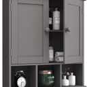 TaoHFE Grey Bathroom Cabinet,Bathroom Wall Cabinet with 2 Door Adjustable Shelves,Over The Toilet Storage Cabinet,Bathroom Cabinet Wall Mounted,Medicine Cabinets for Laundry Room Kitchen