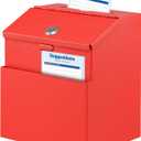 KYODOLED Suggestion Box with Lock and 50 Free Suggestion Cards, Metal Wall Mounted Ballot, Donation and Collection Key Drop Box with Slot & 2 Keys, 8H x 5.7W x 7L Inch, Red