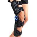Orthomen Post Op Knee Brace, Hinged ROM Knee Brace for Recovery Stabilization, ACL, MCL and PCL Injury, Adjustable Medical Orthopedic Support Stabilize for Men and Women (Universal, Black/Blue)