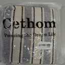 Cethom Decorative Boho Throw Pillow Covers, Farmhouse Textured Pillow Case, 22 x 22 Inch Set of 2, Chair Sofa Bedroom Living Room Decor Couch Cushion Case, Navy Blue and Beige Striped