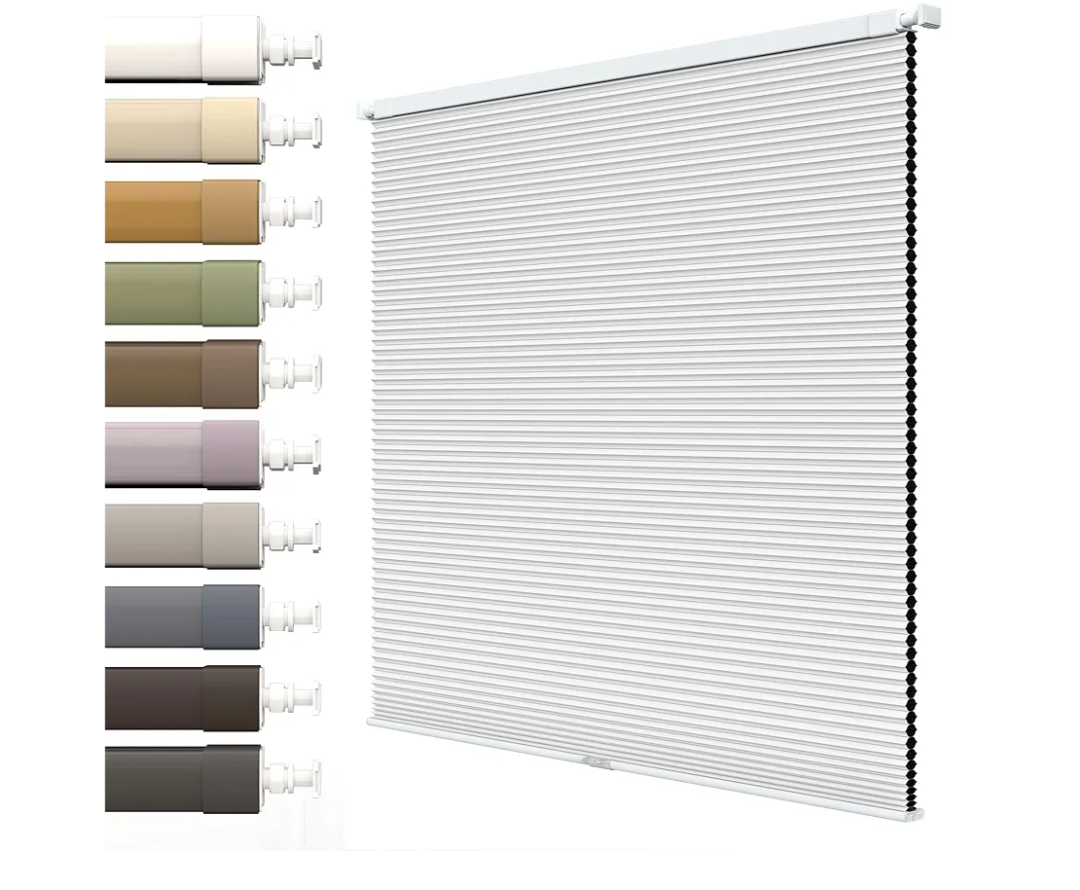No Drill Cellular Shades for Indoor Window, Blackout Cordless No Tool Honeycomb Blinds with Noise Reduction, Thermal Insulated, Easy Install for Home, Office, White, 24x36