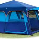 KTT Large Tent 6-8 Person,Family Cabin Tents,Instant,2 Rooms,3 Doors and 3 Windows with Mesh,Straight Wall,Waterproof,Double Layer,Big Tent for Outdoor,Picnic,Camping,Family Gathering(Green)
