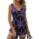 Women Tank Tops 2025 Summer Sleeveless Blouses V Neck Casual Loose Fit Flowy Shirts, Size Medium